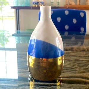 Anthropologie ceramic bud vase - blue gold white